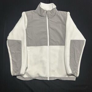 The North Face Denali Fleece Jacket Girls XL White Gray Zip-Up